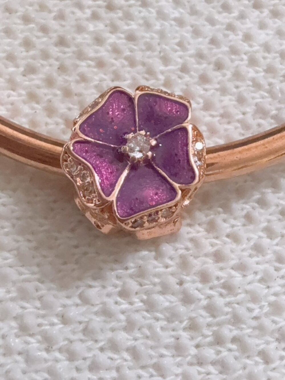 Rose Purple Flower Charm For Pandora Bracelet